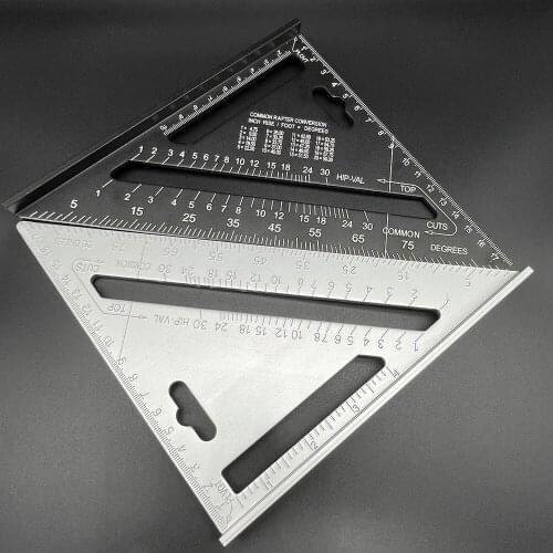 LISM Metric Triangle Ruler Aluminum Alloy Angle Protractor Speed Square Measuring Ruler for Building Framing Tools Gauges