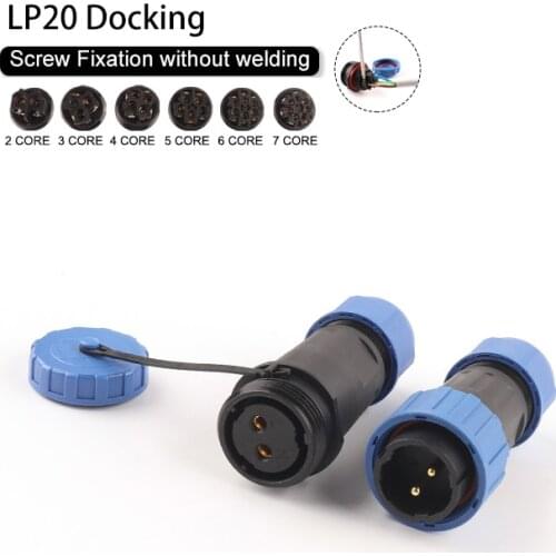 LP/SP20 IP68 Docking 2/3/4/5/6/7 Pin without welding Aviation PlugWaterproof Connector plug&socket Male Female Connectors