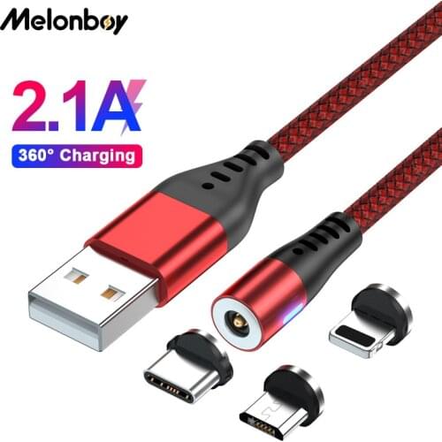 Melonboy Magnetic Cable USB Charger Phone Wire Charging Cable Micro Type C Cable For iPhone Xiaomi Phone Magnet LED USB Cable