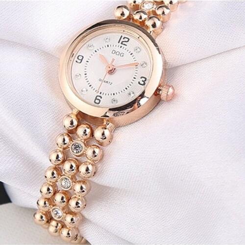 Fashion Trend Korean Rhinestone Rose Gold Silver Steel Band Ladies Watch