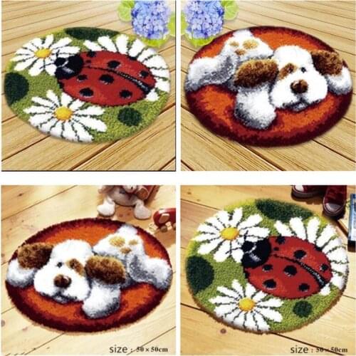 Set of 2 DIY Ladybug Dog Latch Hook Rug Kit Making Crafts for Kids/Adults Embroidery Animals Patterns