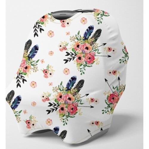 Nursing Cover Multi Use Breastfeeding ScarfBaby Car Seat Covers,Infant Stroller Cover,Carseat Canopy for Boys(Feather Floral)