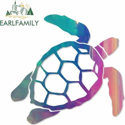 EARLFAMILY 13cm x 12.7cm for Colour Sea Turtle Cartoon Car Sticker Decals VAN Trunk Surfboard Windows Refrigerator Car Stickers