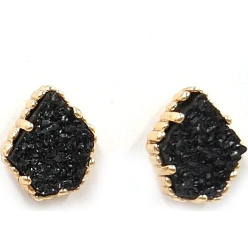 New Fashion Five Claw AB Glass Pentagon Geometric Resin Druzy Stud Earrings