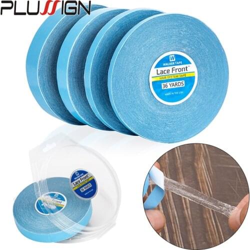 Plussign 36Yards Blue Double Sided Waterproof Lace Wigs Adhesive Tape Strips For Lace Front Wig Toupee Transparent Hair Adhesive