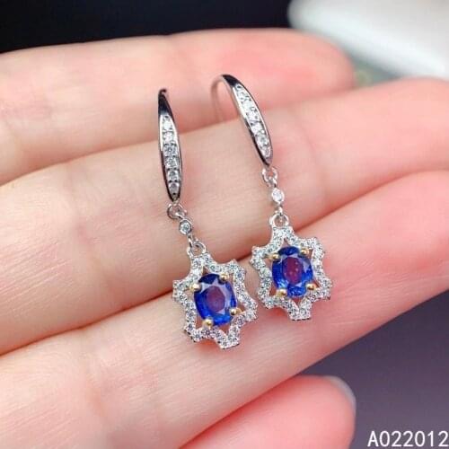 KJJEAXCMY fine jewelry natural Tanzanite 925 sterling silver luxury girl new earrings eardrop support test hot selling