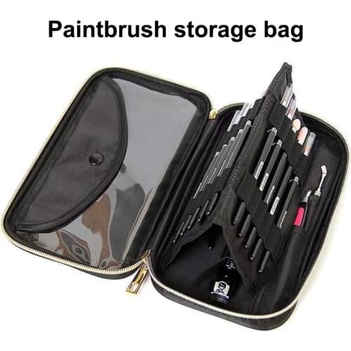16 holes Manicure Tool Storage Bag Nail Brush Storage Multifunctional Waterproof Manicure Bag Manicurist Bag