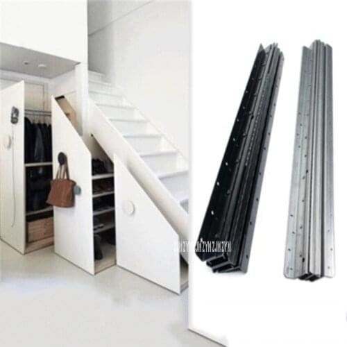 BTS Thick Push-Pull Stair Base Cabinet Sliding Rail Three Section Cold Rolled Steel Slide Track Heawy Staircase Cabinet Slideway