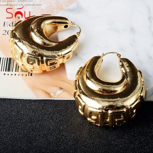Sunny Jewelry 2021 New Fashion Copper Hoop Earrings For Women Hollow Large Style High Quality For Wedding Party Gifts Trendy
