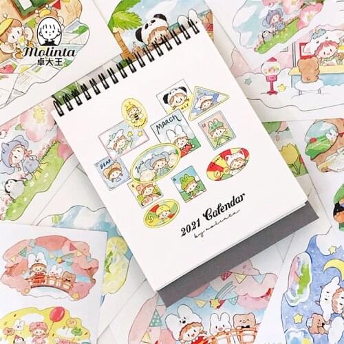 10sets/lot Kawaii Stationery Stickers Molinta animals Diary Planner Decorative Mobile Stickers Scrapbooking DIY Craft Stickers