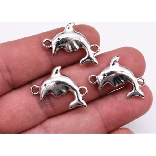 25*18mm 10pcs Antique Silver Plated Dolphin Connector Pendants Making DIY Handmade Jewelry