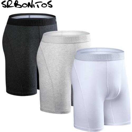 SRBONITOS Brand 3pcs Long Boxer Men Underwear Men Boxer Man Underwear Boxershorts Cotton Shorts Soft Sexy Breathable Underpants