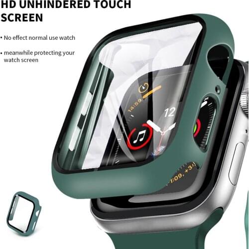 360 full Screen protector Bumper Frame matte hard Case for Apple watch series 5 4 3 2 1 cover Tempered glass film for iwatch