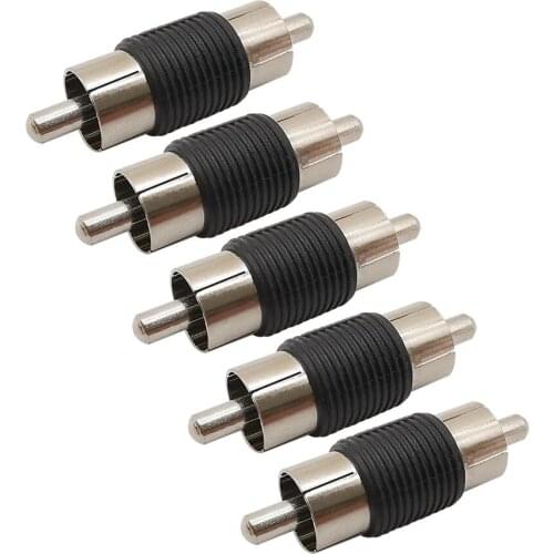 5Pcs RCA Male to Male Plug Coupler Dual RCA Plug Connector AV Video Audio Cable CCTV Camera Adapter
