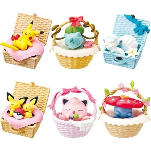 6Pcs/Set Bulbasaur Jigglypuff Vulpix Vileplume Raichu Utatane Basket Ver. Action Figure Model Toys Kawaii Gifts for Children