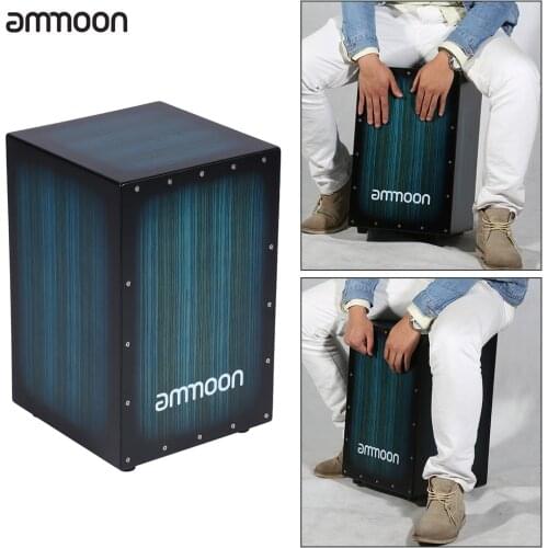 Ammoon Wooden Box Drum Cajon Hand Drum Persussion Instrument Wood with Stings Rubber Feet 30 * 31 * 48cm
