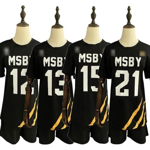 Anime Haikyuu Cosplay Costume MSBY Team Uniform Black T Shirt Shorts Sports Suits Running Sets For Men Women Halloween Carnival
