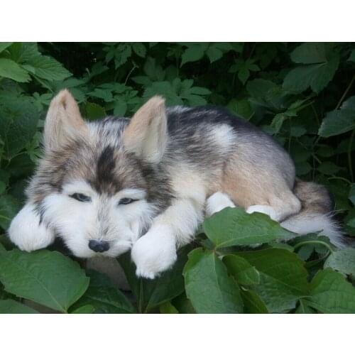 Large Size Grey Dog Plush Doll Children Animals Toy Model Simulated Lovely Husky Dog Photography Props Desktop Home Decor Gift