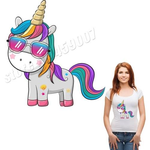 Colorful Unicorn Patches For Kids Heat Transfer Vinyl Iron On Stickers Custom Accessory Applique A-Level Washable DIY Parches