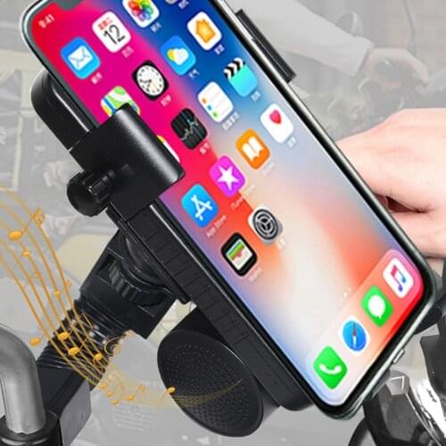 Motorcycle Bicycle Mobile Phone Holder Wireless/USB Charger Bluetooth o Amplifier Stereo Speaker Mp3 with Flashlight