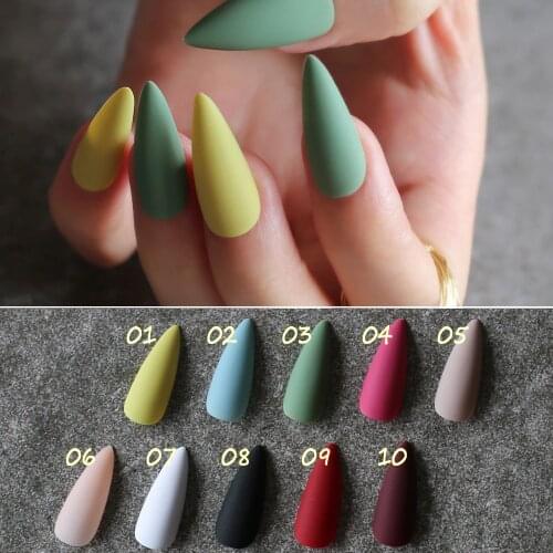 DIY long coffin Matte fake nails INS 10 colors optional Stiletto salon matte false nails salon art false nails
