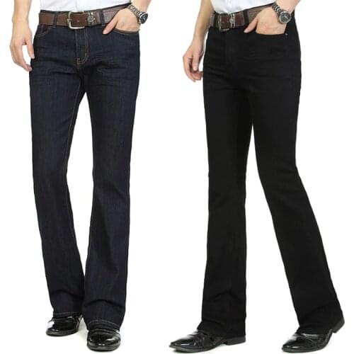 Mens Flared Leg Jeans Trousers High Waist Long Flare Jeans For Men Bootcut Black Jeans Hommes bell bottom jeans men