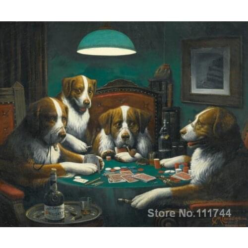 Custom dog paintings Cassius Marcellus Coolidge Poker Game modern art handmade canvas frameless rolling