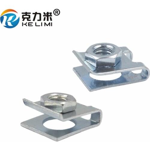 KE LI MI 4Pcs Car body nut U type fastener clamp 6mm retainers metal clips for fixed car license plate