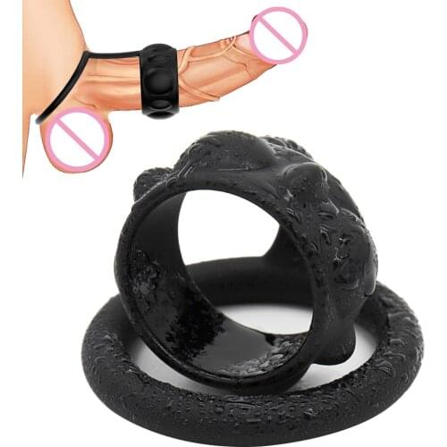 Two-Hole Penis Ring Silicone Material Delayed Ejaculation Cock Ring Male Masturbator Adult Products Erotic Sex Toys for Couple