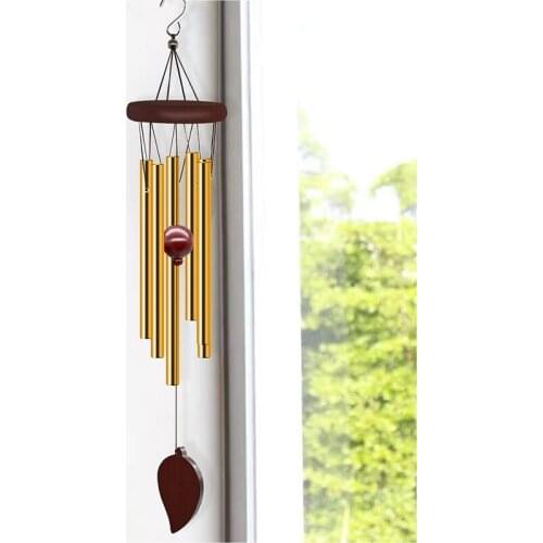 Hot Wind Chimes Outdoor Memorial Wind Chimes with Hook and 6 Tubes Wooden Wind Chime Decor for Home Garden