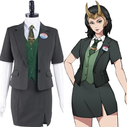 Loki Cosplay Costume Women Uniform Skirt Outfits Halloween Carnival Suit