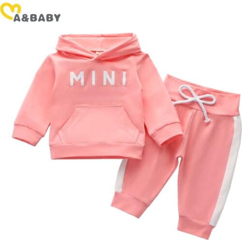 Ma&Baby 0-24M Newborn Infant Baby Girls Hooded Clothes Set Long Sleeve Letter T shirts Top Pants Autumn Casual Outfits
