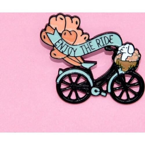 Fashion Cartoon Love Balloon Puppy Bike Badge Creative Enjoy Riding Enamel Brooch Cute Lapel Backpack Jewelry Accessories Gift