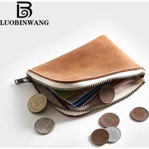 Genuine Leather men wallets mini wallet Fashion Solid Zipper crazy house money bag Short Coin Bag luxury design small purse