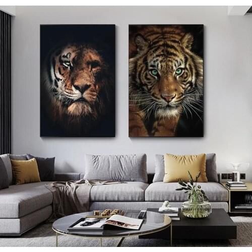 African Wild Tigers Animals Canvas Painting on The Wall Posters and Prints Wall Art Decorative Pictures for Living Room Cuadros