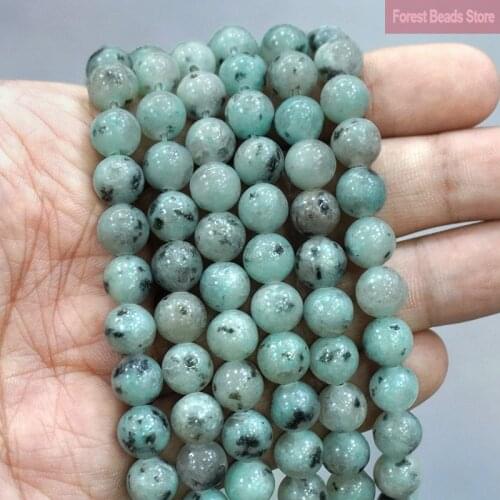 Natural Sesame Stone Kiwi Jaspers Loose Round Beads Diy Bracelet Necklace Accessories for Jewelry Making 15"Strand 4 6 8 10 12MM