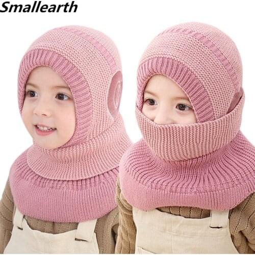 New Fashion Thick Knitted Beanies Hat for Girls Winter Plus Velvet Boy Cap Children Hat Set Autumn Baby Hat Toddlers Beanie Cap