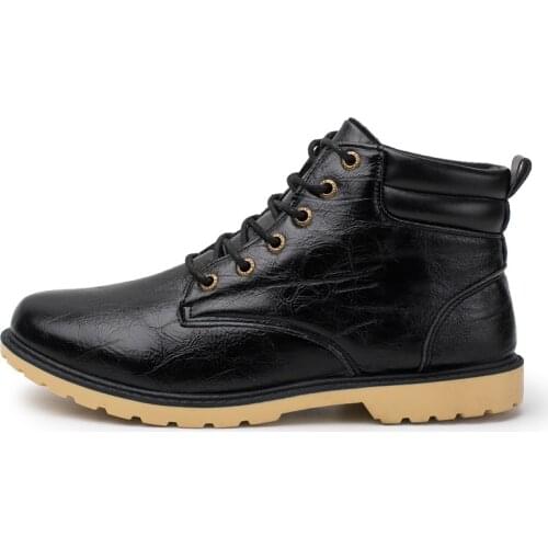 2021 Autumn Winter New Fashion British Style Motorcycle Boots for Man Comfortable Round Toe Lace-up Shallow Shoes Non-slip