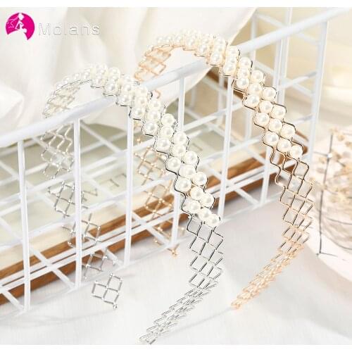 Molans New Women Elegant Full Pearls Hairbands Sweet Headband Hair Hoops Holder Ornament Head Band Lady Bride Hair Accessories