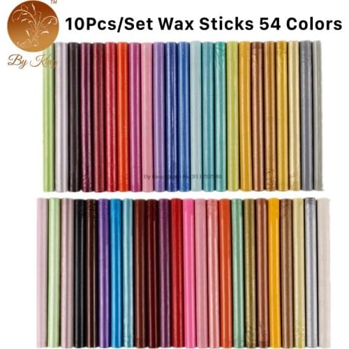 10Pcs/Set 11mm Sealing Wax Stick 54 Colors Beads Stamp For Glue Gun Melt Craft Envelope Wedding Wax Sealing stamp Making Tool