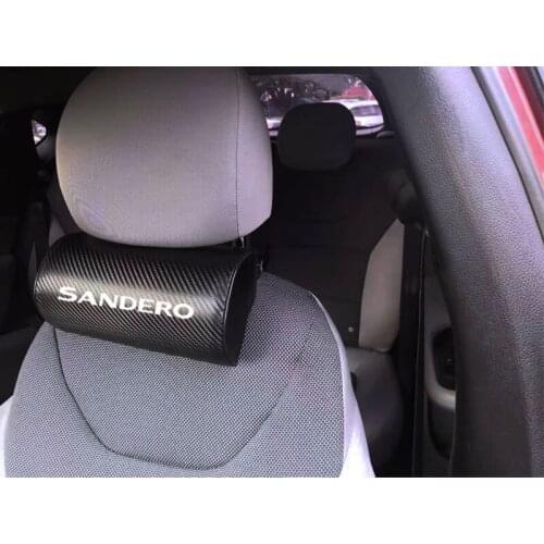 For Dacia Sandero Carbon Fiber Texture PU Leather Auto Car Seat Head Neck Rest Cushion Neck Support Safety Pillow Headrest Pad