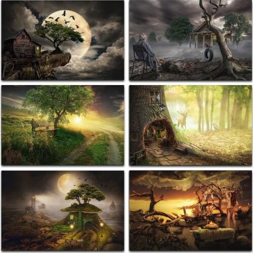 Diamond Painting Abstract Landscape Movie Scene 5D Diy Fairy Tale Cross Stitch Forest Picture Mosaic Embroidery Gift Decor