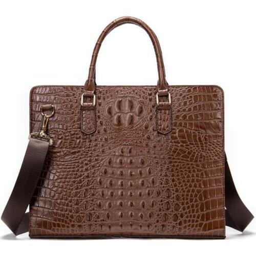 Man Briefcase Cow Genuine Leather Business Mens Briefcase Male Shoulder Bag Alligator Messenger Bag Tote Computer Handbag