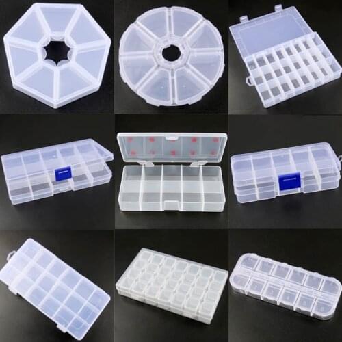 10 Shapes Transparent Plastic Storage Box Compartment Adjustable Container for Beads Earring Jewelry Rectangle Case