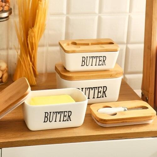 Rectangular ceramic butter box ceramic butter dish with cover set western-style home cheese box butter dish butter dish with lid