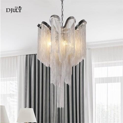 Postmodern luxury tassel waterfall pendant lights for villa hotel living room stairs hanging lamp fixtures kitchen led luminaire
