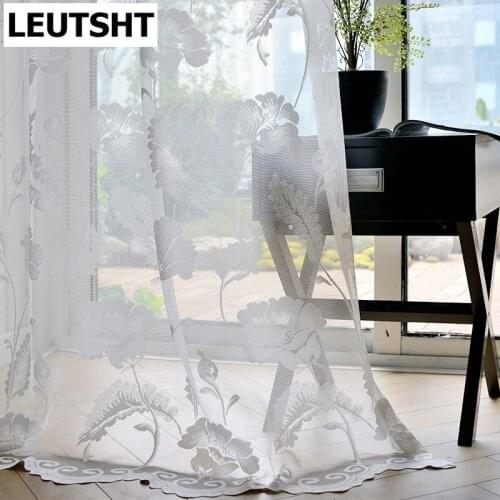White Curtains Floral Window Treatment Tulle Curtains For Living Room Voile Home Textiles Sheer Panel Transparent P101Z