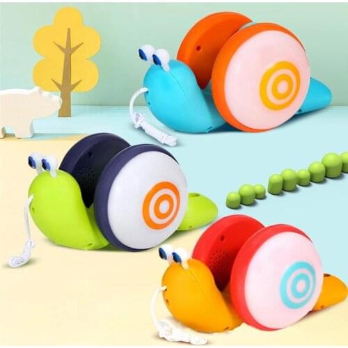 Pull String Cartoon Snail Car Toy Baby Learn To Crawl And Pull Toy With Light And Music Early Education Toys For Children
