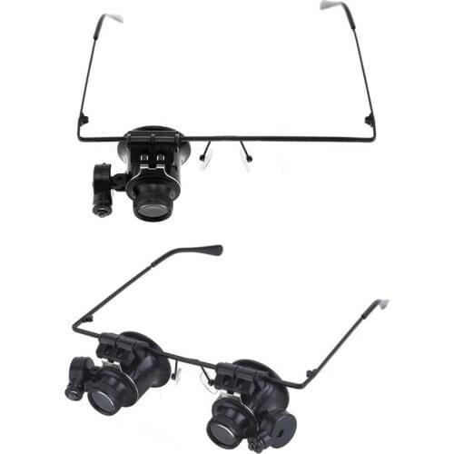 9892A/9892A-II Wearing style 20X Single/Dual Glasses With LED Light Magnifier Magnifying Glass For Jeweler Watch Repair Tools