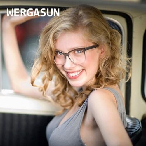 WERGASUN TR90 Ladies cat eye Frames Women Brand Designer Optical Fashion EyeGlasses Computer Glasses